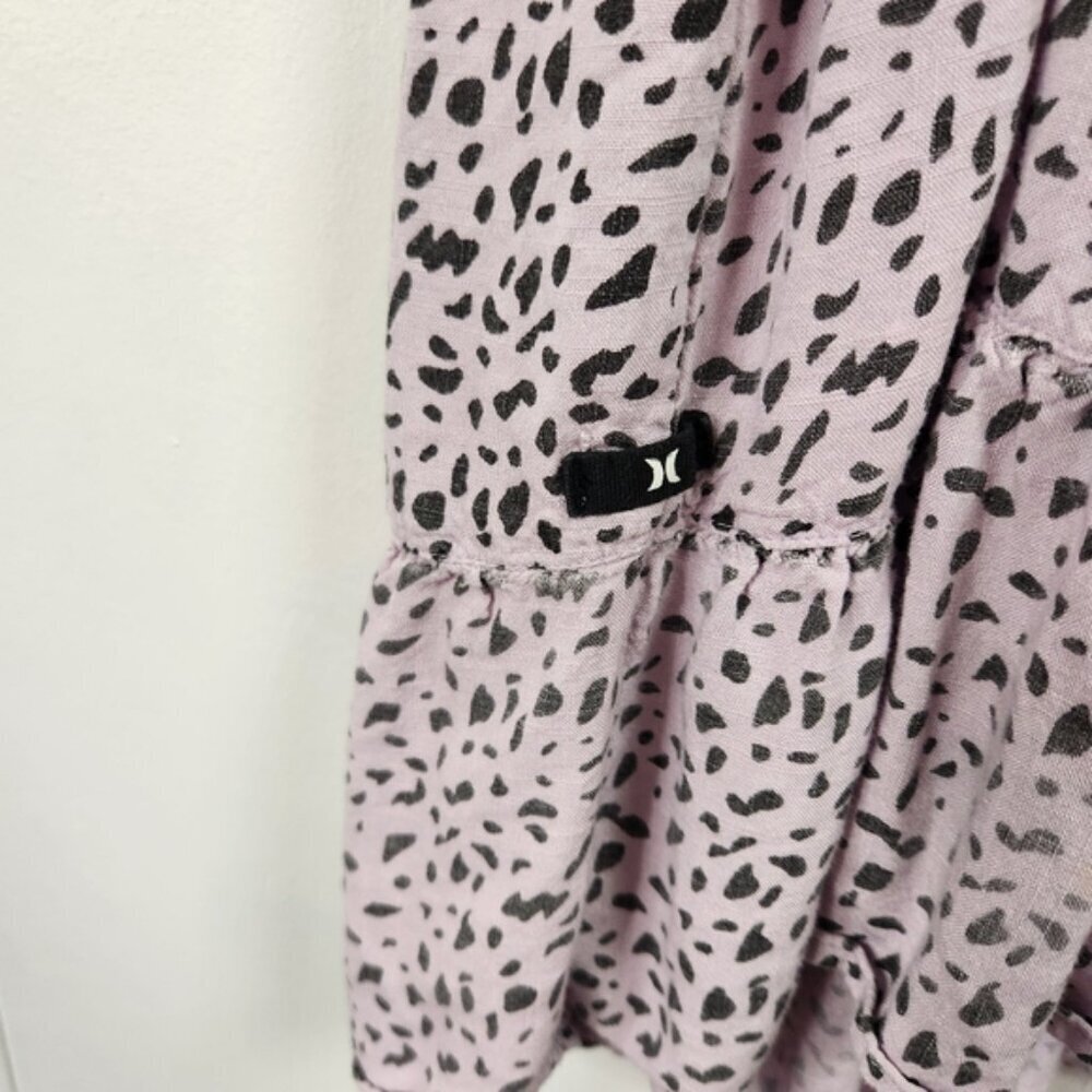 Hurley Purple Sleeveless Babydoll Mini Dress Summer Sundress Leopard Print - Picture 5 of 9